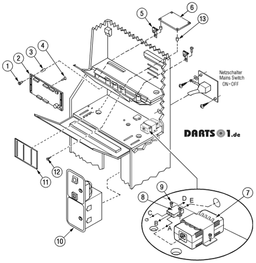 Dart-Automat-Elektronikfach