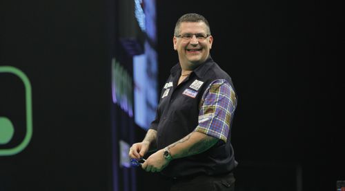 Doppelweltmeister Gary Anderson zeigte am ersten Spieltag der Unibet Masters 2017 eine überragende Leistung