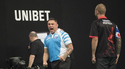 Gerwyn Price freut sich riesig über seinen Sieg gegen Danny Noppert