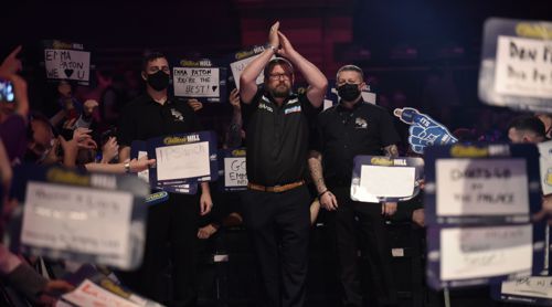 James Wade beim Walk-on in den Ally Pally