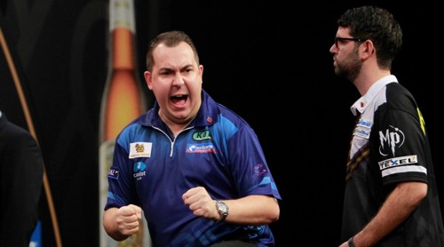 Kim Huybrechts besiegt Mark Oosterhuis beim Grand Slam of Darts 2015