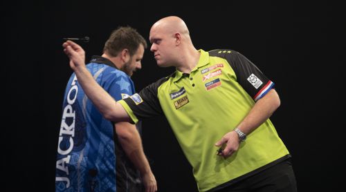 Michael van Gerwen drehte einen 0:2 Rueckstand gegen Adrian Lewis zum Sieg