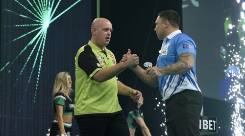 Michael van Gerwen und Gerwyn Price Handschlag