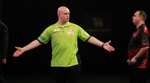 Michael van Gerwen und Kim Huybrechts