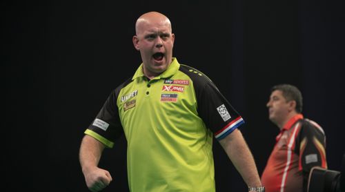 Michael van Gerwen und Mensur Suljovic