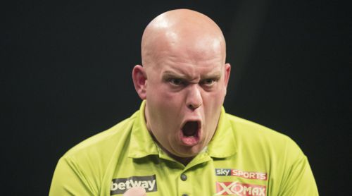 Michael van Gerwen mit dem Urschrei in der Nahaufnahme