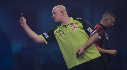 Michael van Gerwen und Nathan Aspinall im Halbfinale der Weltmeisterschaft