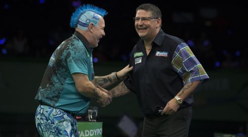 Peter Wright und Gary Anderson haben sichtlich Spaß
