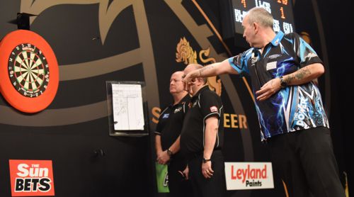 Phil Taylor zeigt beim Grand Slam of Darts die perfekte Technik