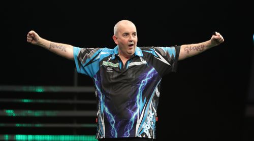 Phil Taylor bei einem seiner letzten Darts Turniere überhaupt