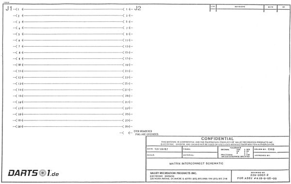 Matrix Interconnect Schematic des Löwen Dartautomat 1989
