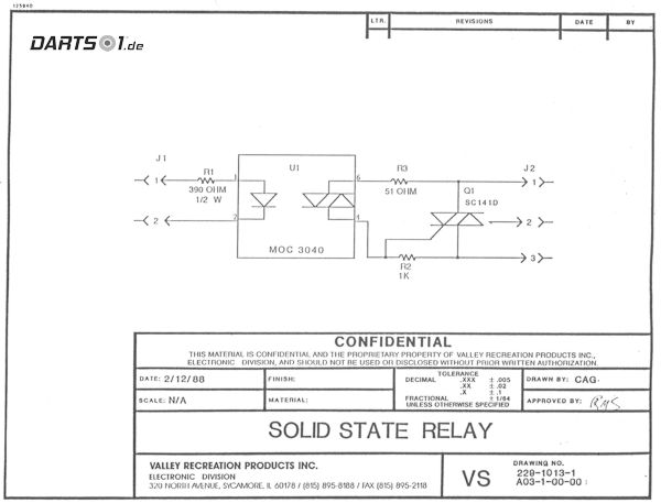 Solid State Relay des Löwen Dartautomat 1989