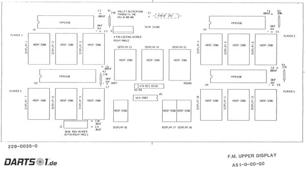 Platinen-Bestckung Upper Display des Lwen Dartautomat 1989