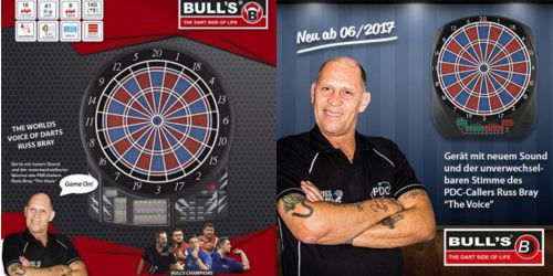 Russ Bray ist die Stimme des Darts und callt in dieser E-Dartscheibe