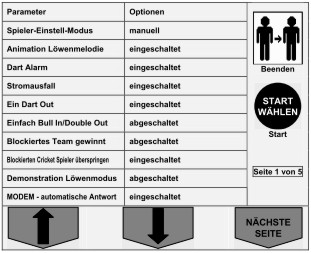 Dartautomat Parameter